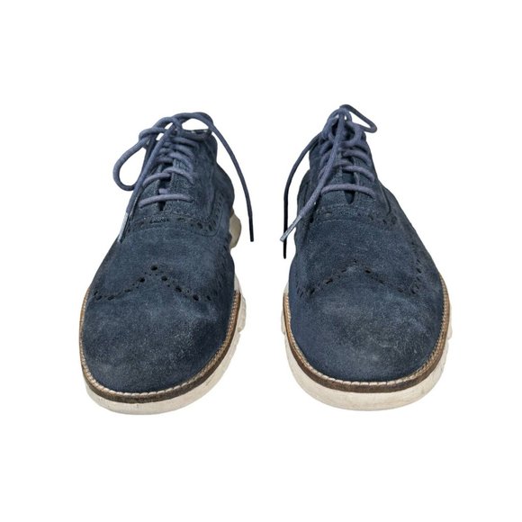 Cole Haan Zero Grand Navy Blue Suede Wingtip Oxford Casual Dress Shoes Mens 11.5 - Picture 3 of 12